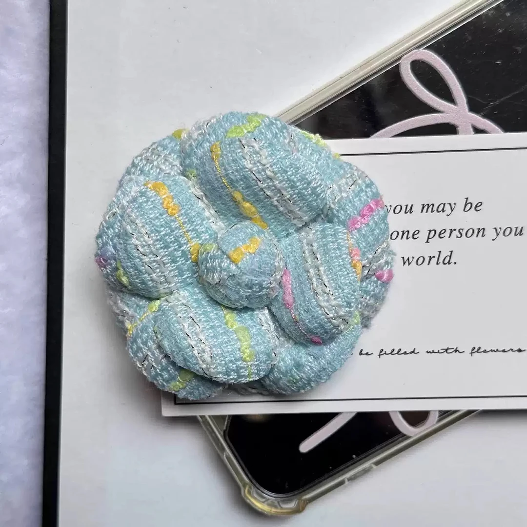 铜合金锦纶胸针 高端小香风尼布超定型花朵山茶花饰品包包花