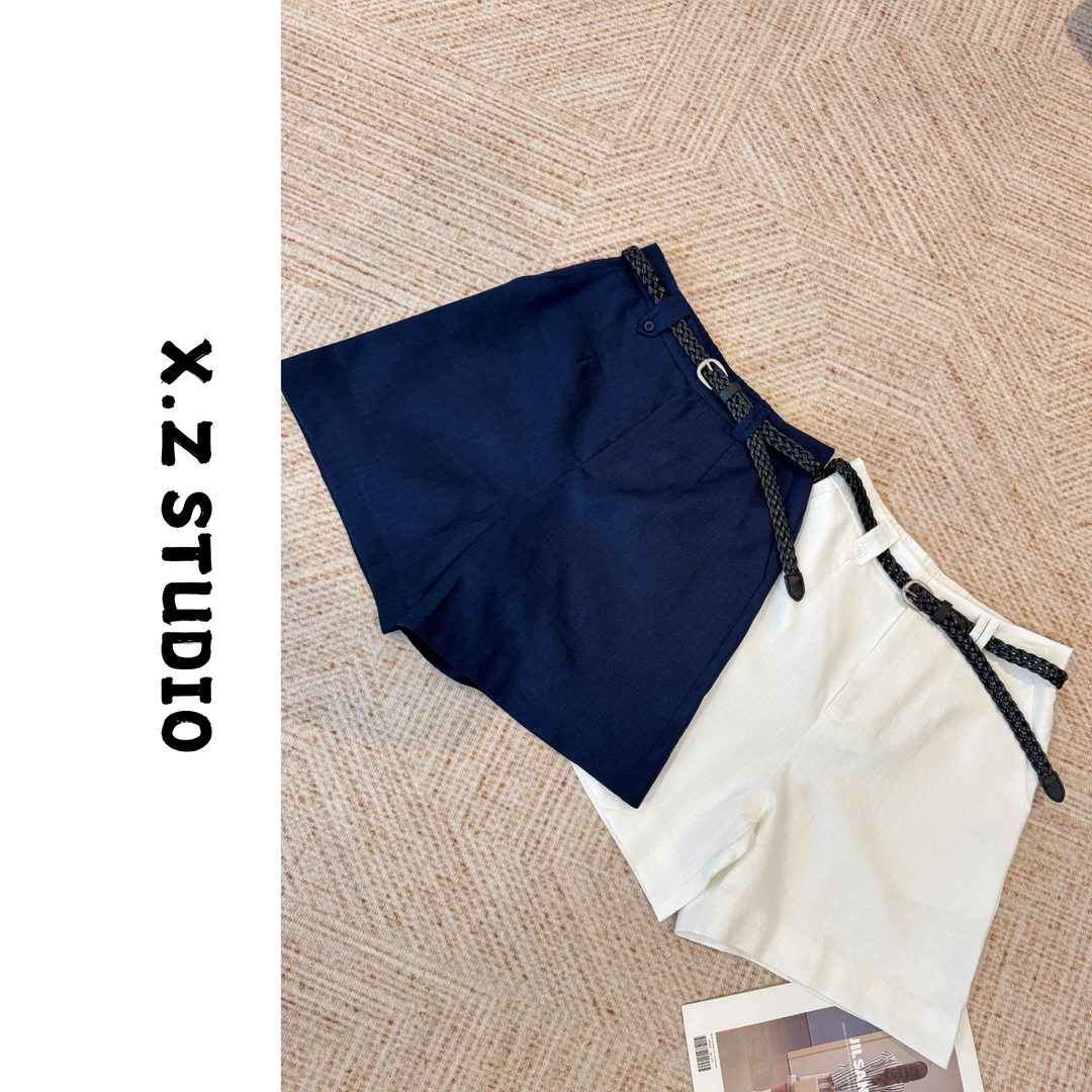 X.ZHEN【高腰百搭苎麻休闲短裤】夏季新款短裤休闲百搭显瘦时尚裤子