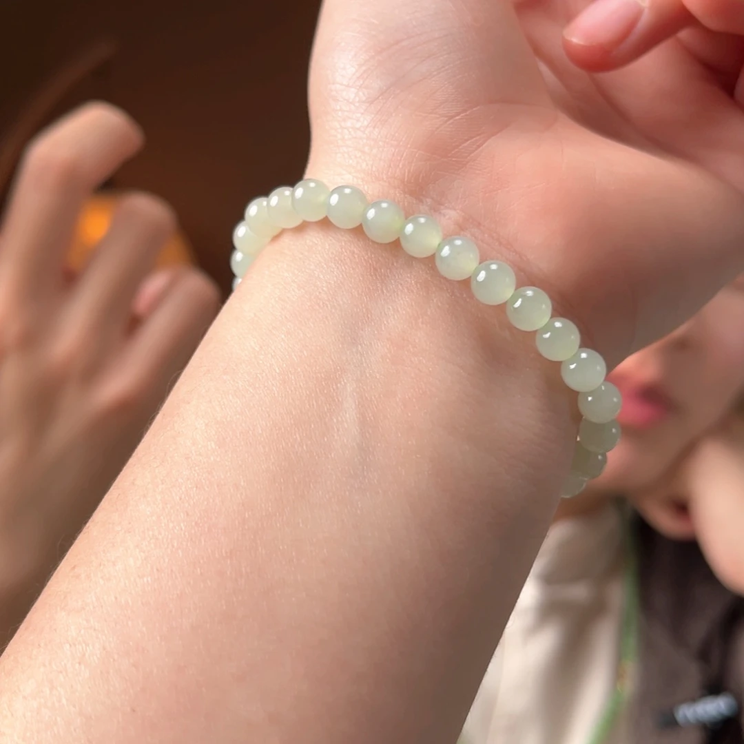 未镶嵌手串和田玉青海冰晴水6mm50