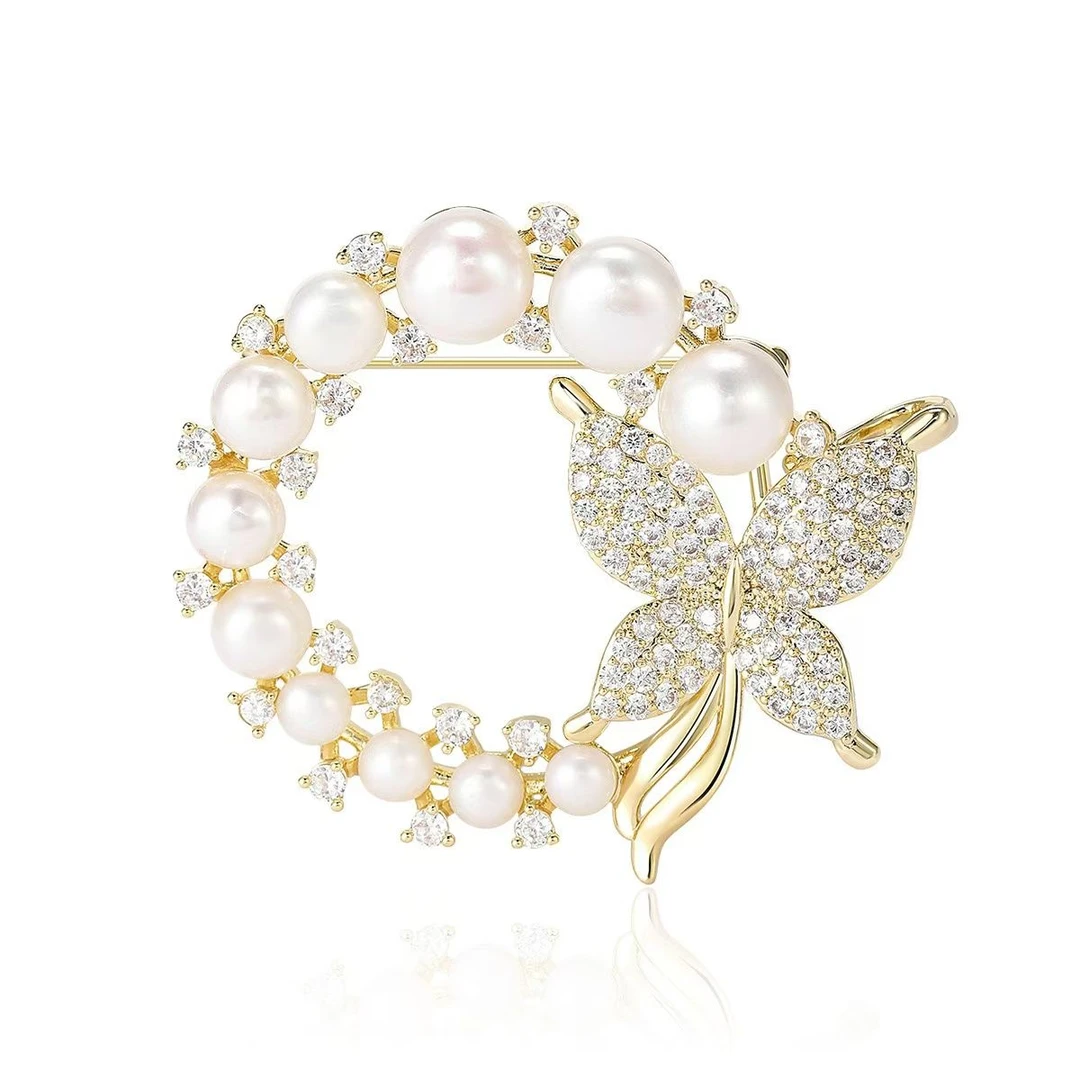 铜合金陶瓷项链 占古ZHANGU合金R644蝴蝶花环时尚法式气质项链