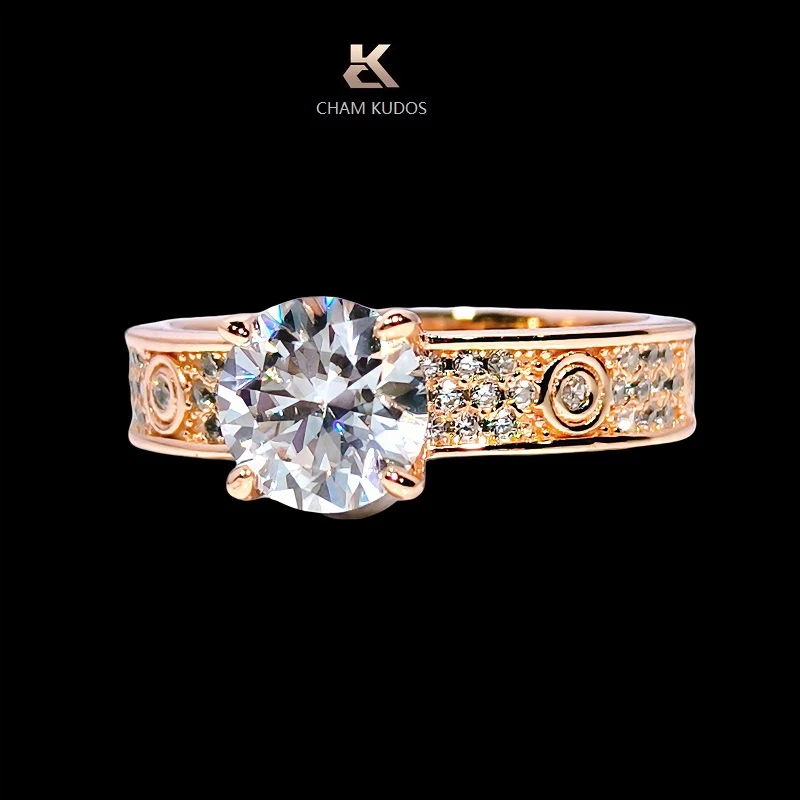 925银戒指 CHAM KUDOS CK 满天星925银D色莫桑石戒指轻奢男女钻戒