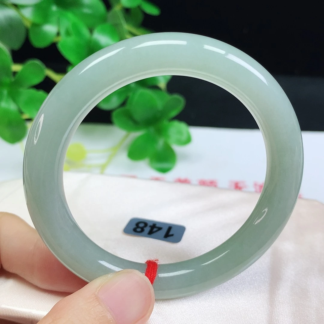 未镶嵌手镯翡翠52.6圈口湖水绿圆条148