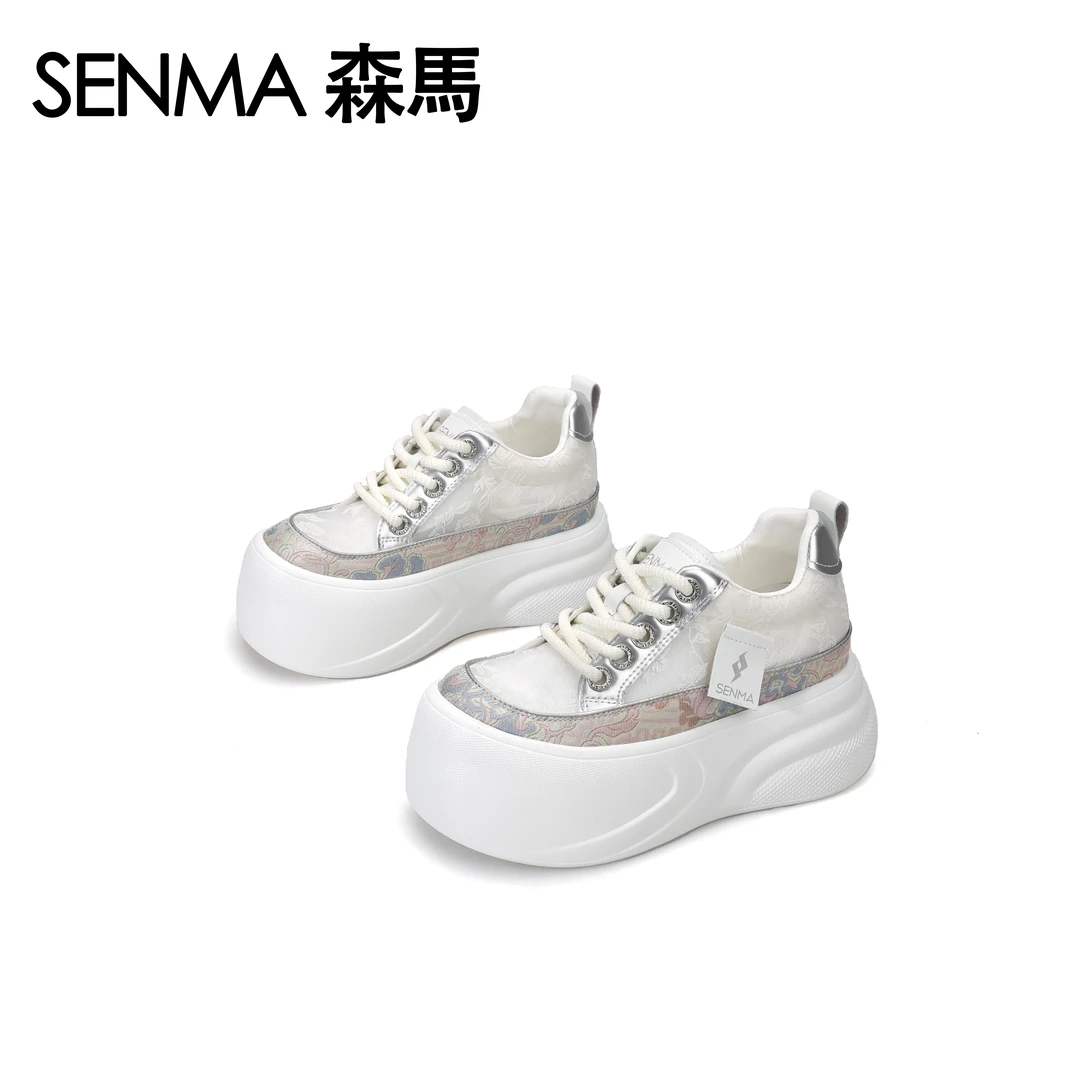 SENMA/森马2025夏季新款时尚百搭透气网面新中式厚底增高休闲鞋