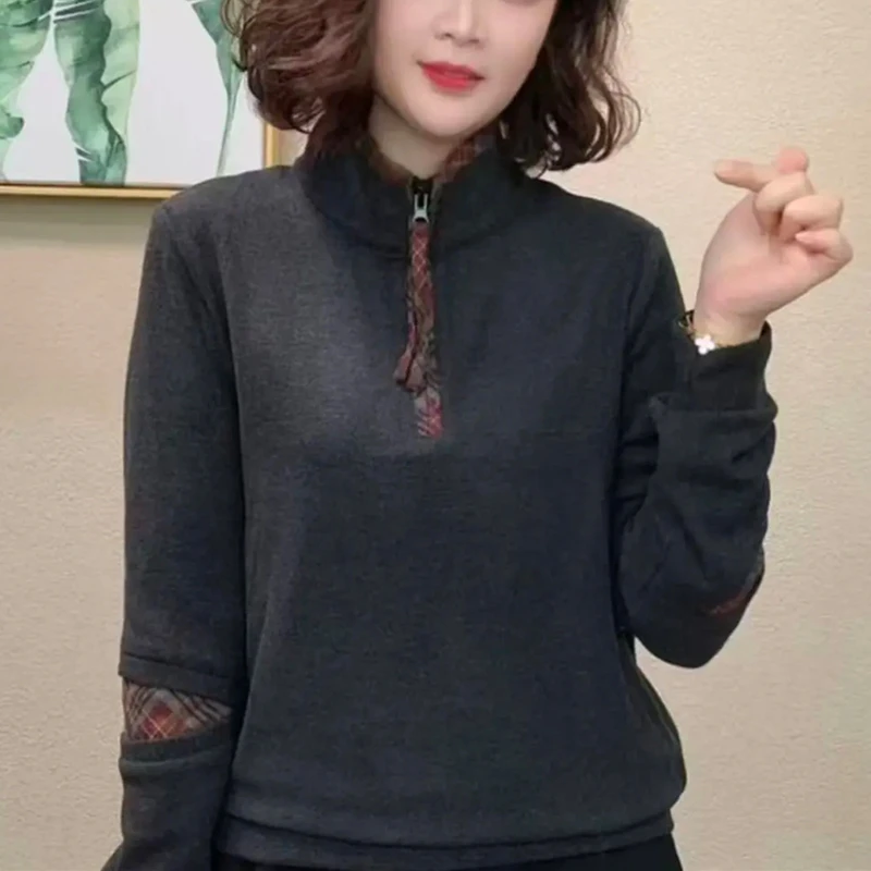 有货2025年5秋冬新款宽松长袖t恤遮肚上衣德绒打底衫妈妈休闲女装