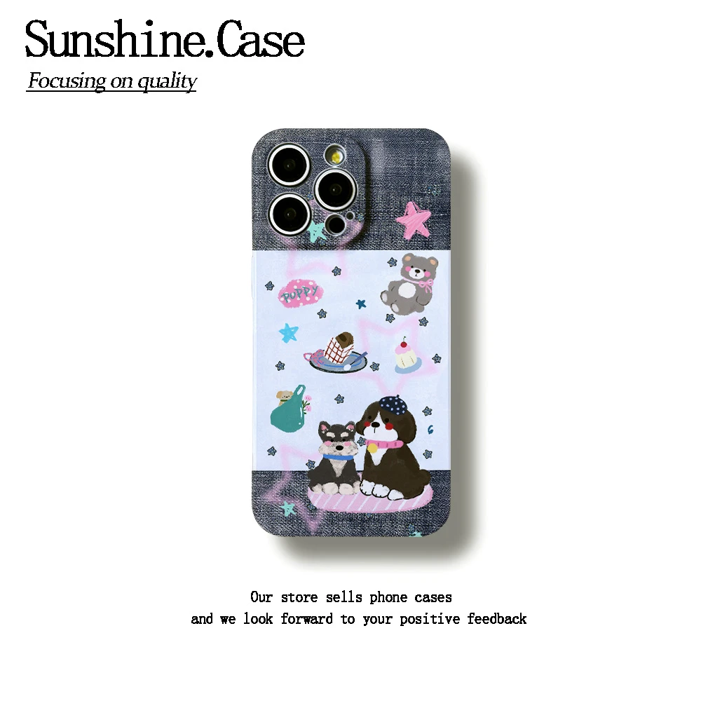 蛋糕小狗菲林软壳适用苹果oppo华为vivo小米荣耀创意手机壳防摔