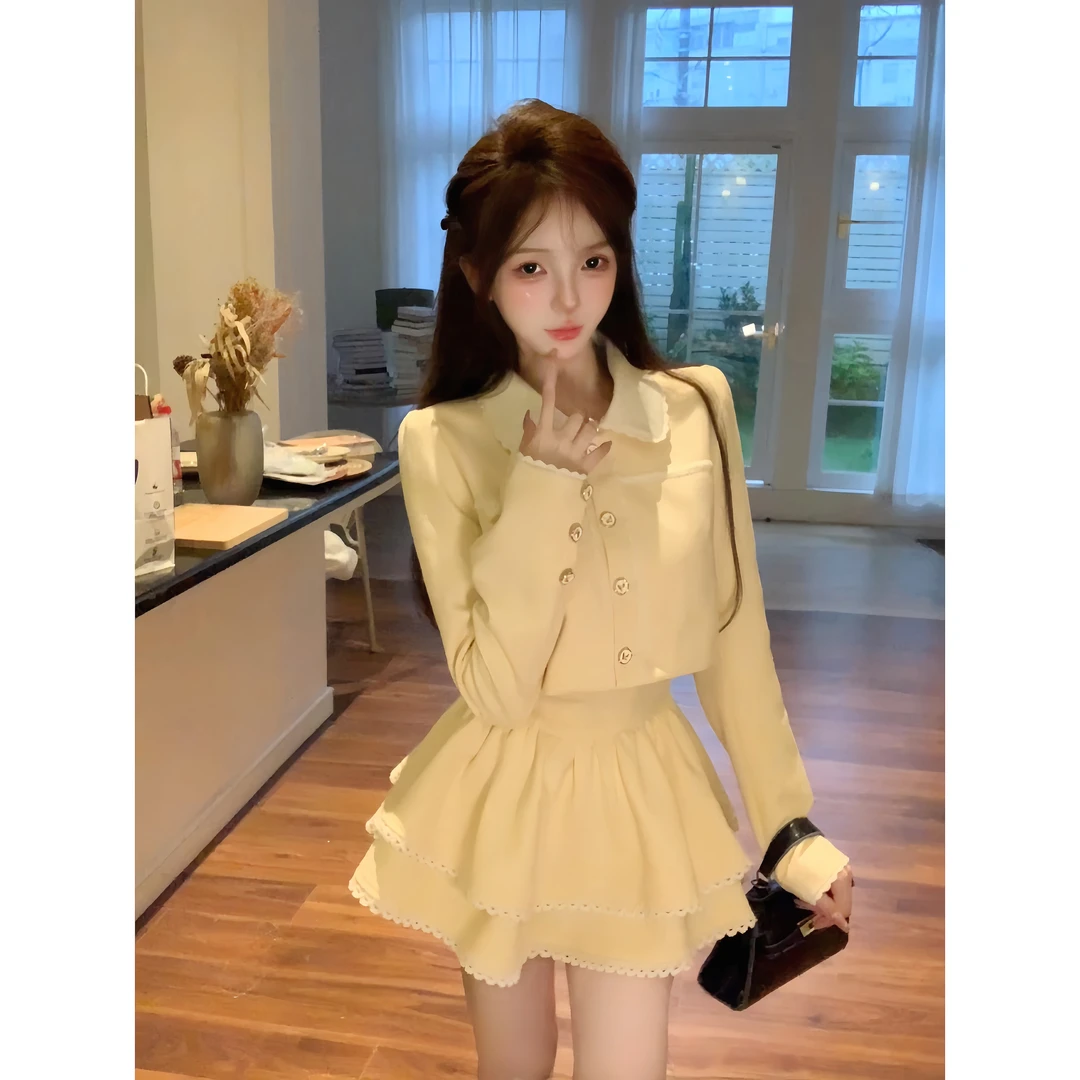 罗曼蒂 秋冬小香风气质收腰上衣半裙套装 R3190-1W