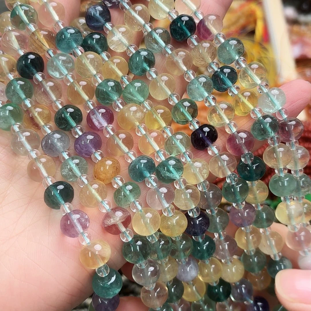 玛瑙/玉髓未镶嵌珠宝半成品卡十萤石鼓珠一条