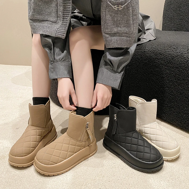 厚底增高超轻雪地棉2024冬季新款菱格百搭雪地靴888