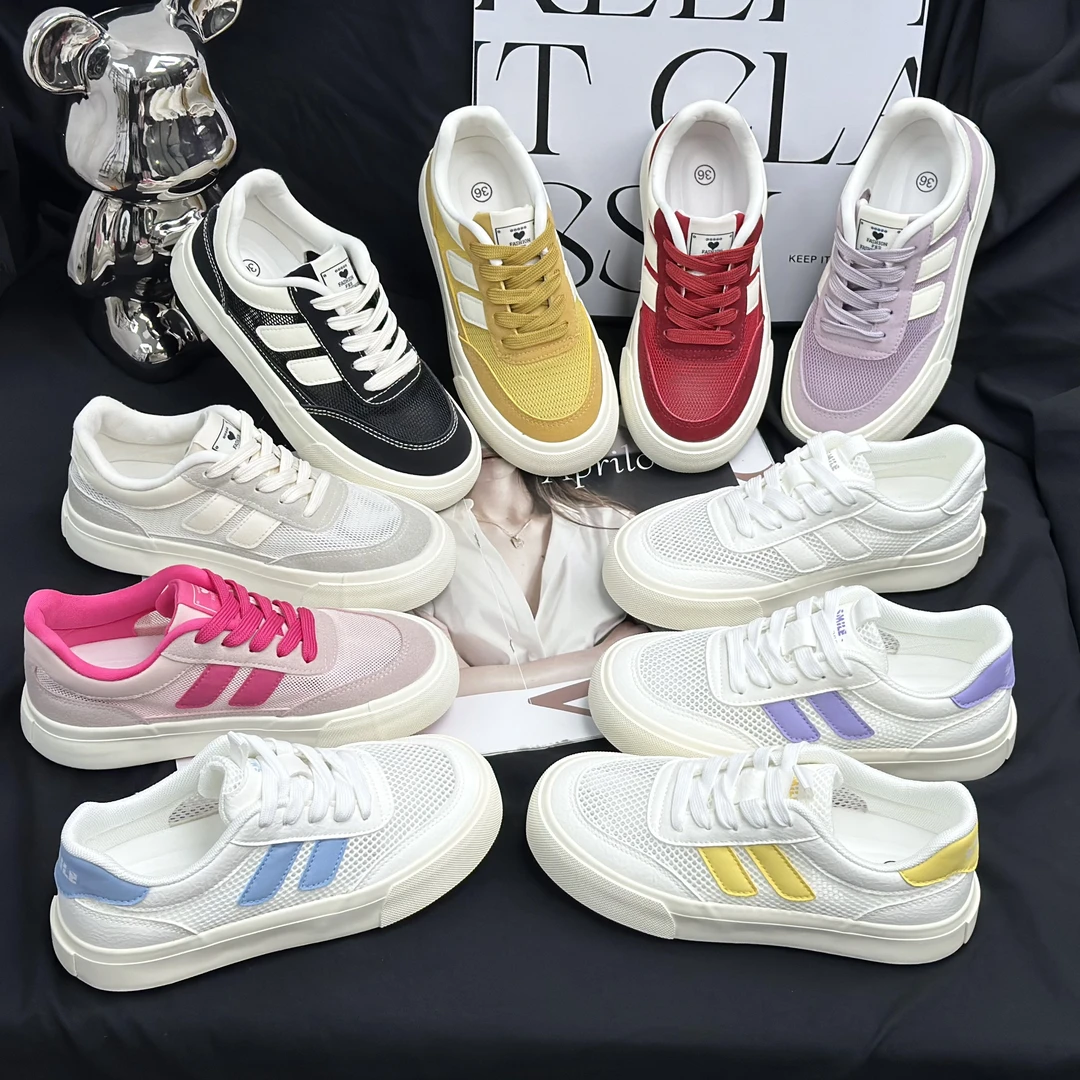 【Sai】”网面与布面“2025夏季透气板鞋新款休闲学生韩版小白鞋女