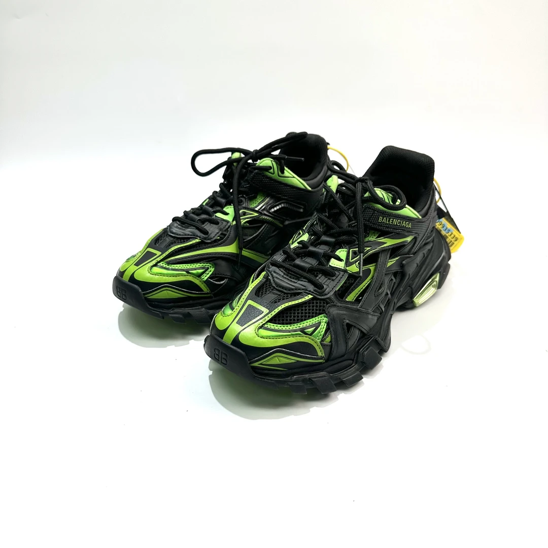 99新 Balenciaga/巴黎世家 42码 黑绿Track2.0老爹鞋 SY0330