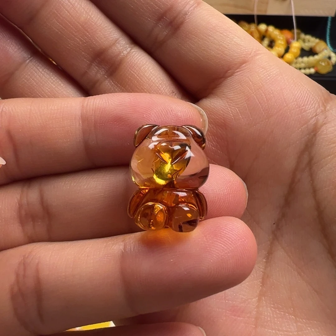 琥珀（花珀）颈饰未镶嵌小熊（打孔不退换）