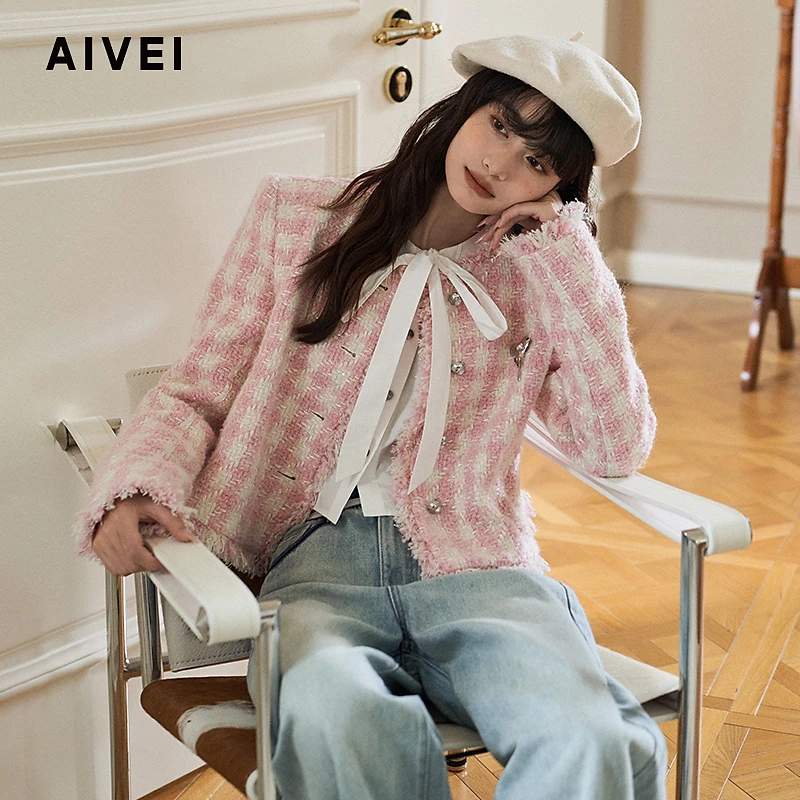【赵老板专属】AIVEI早春新款商城同款格子上衣短外套Q711703B