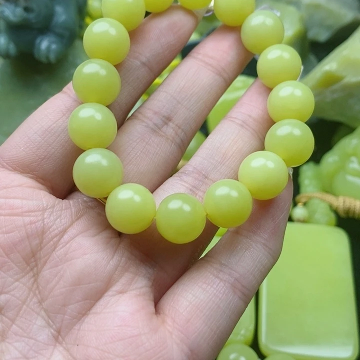 静***慧布新疆黄玉手串卡12