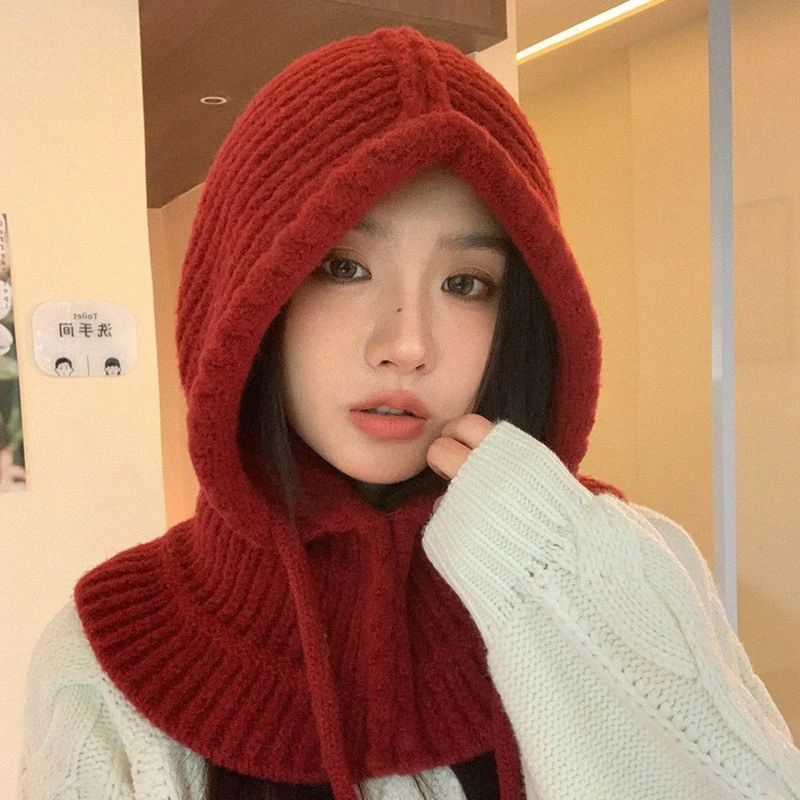 秋冬季帽子女款保暖神器百搭巴拉克拉法帽围脖一体骑车保暖针织帽