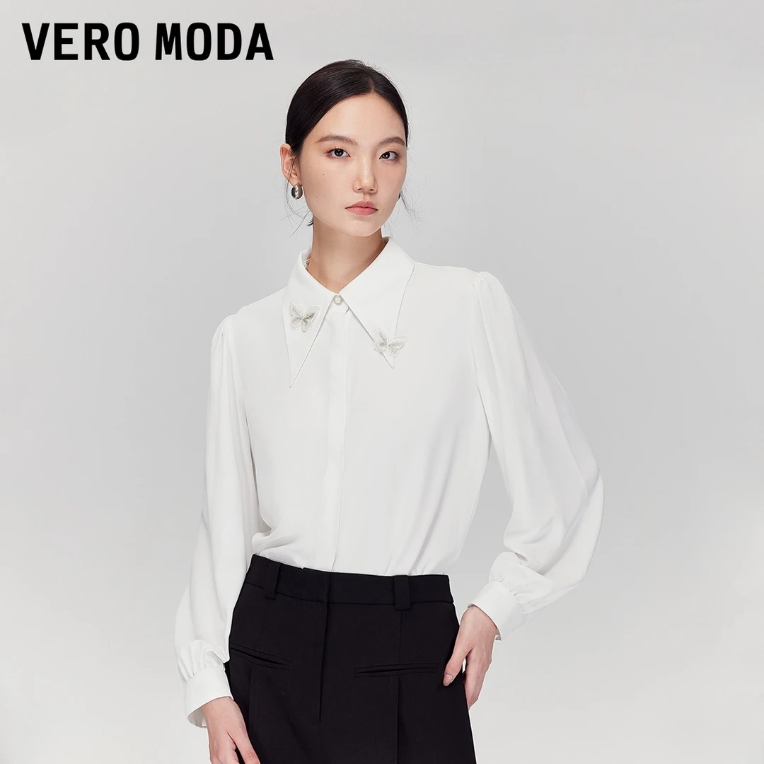 Vero Moda衬衫【蝴蝶吻】立体蝴蝶刺绣百搭白衬衫流光风325305035