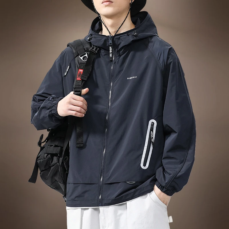 UPF50+防晒衣男外套夏季新款宽松潮牌户外连帽防紫外线防晒服上衣