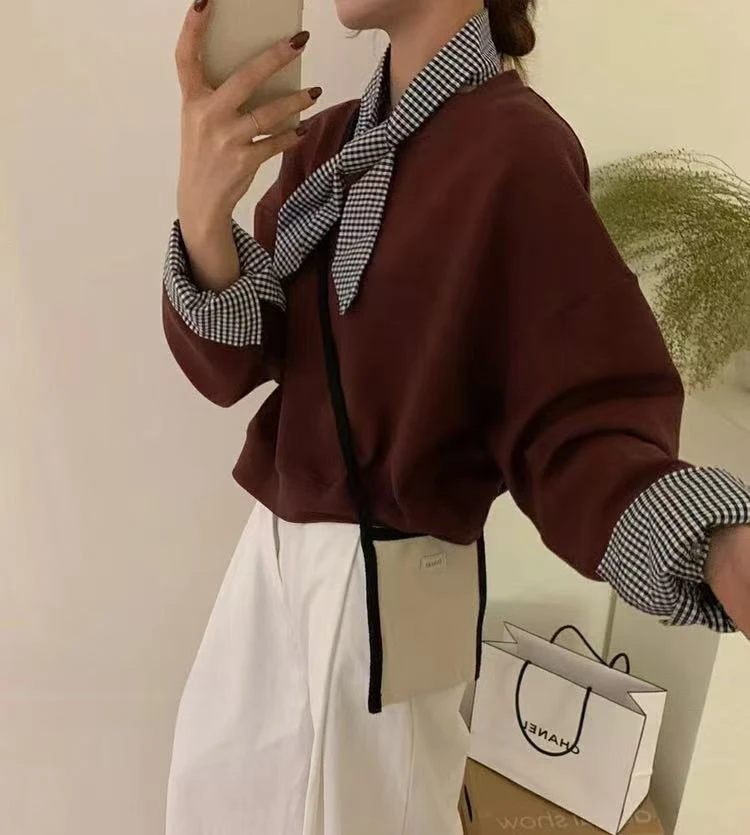 安可拉红配丝巾卫衣29117