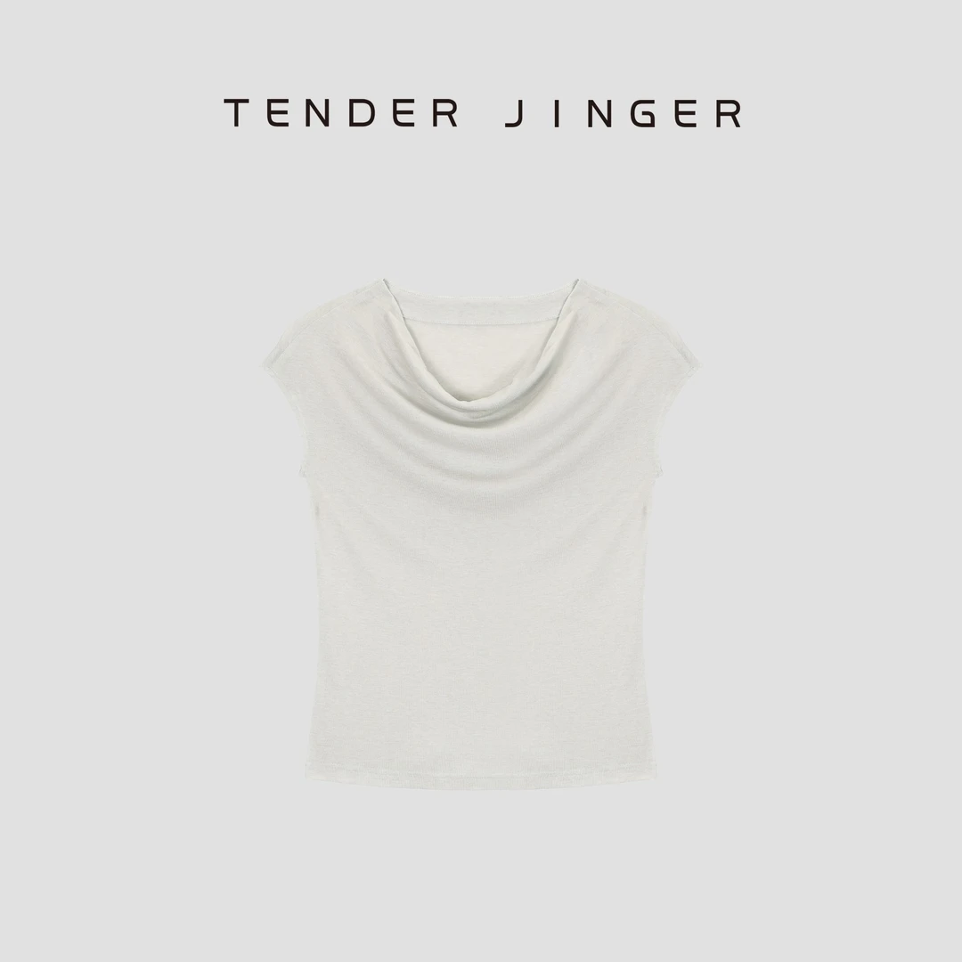 Tender Jinger【黑标】小飞袖荡领设计短袖T52WM80569