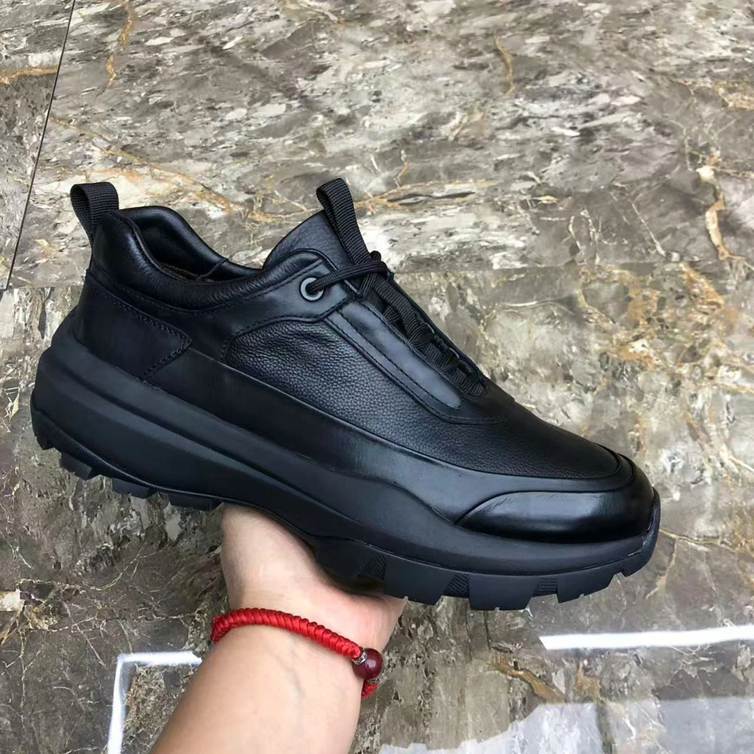 潮流时尚牛皮透气舒适百搭轻便皮鞋广州真皮厚底商务休闲男鞋0219