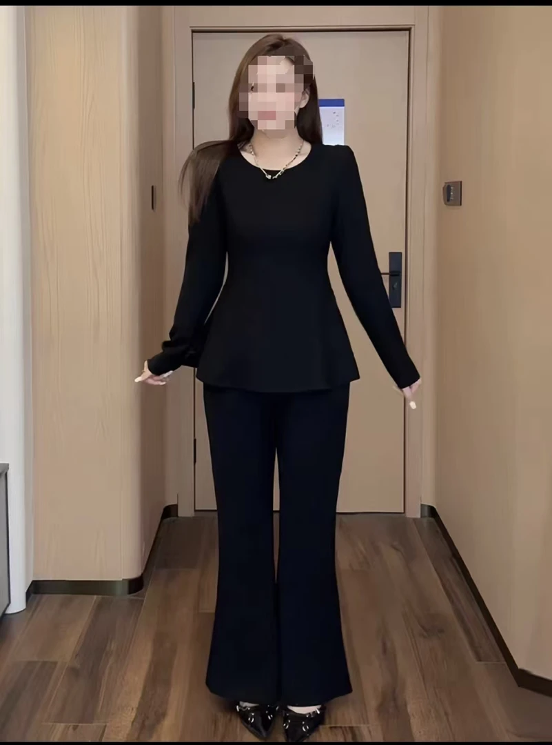 2025年时尚气质款收腰净版休闲显瘦纯色两件套9396