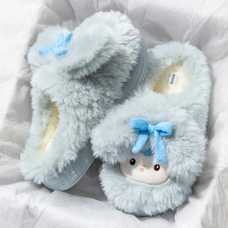 厚底毛毛棉拖鞋女冬季保暖2025新款室内家居毛绒家用防滑棉拖秋冬