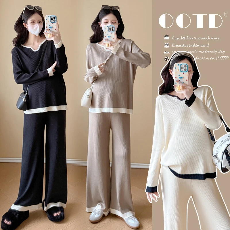 孕妇装2025秋装新品设计感孕妇套装针织毛衣宽松时尚显瘦减龄套装