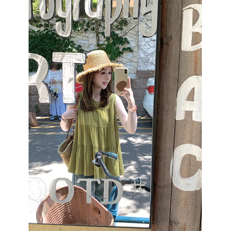 FUGUI RICH小个子无袖薄款小衫夏季新款拼接出游百搭显瘦法式上衣