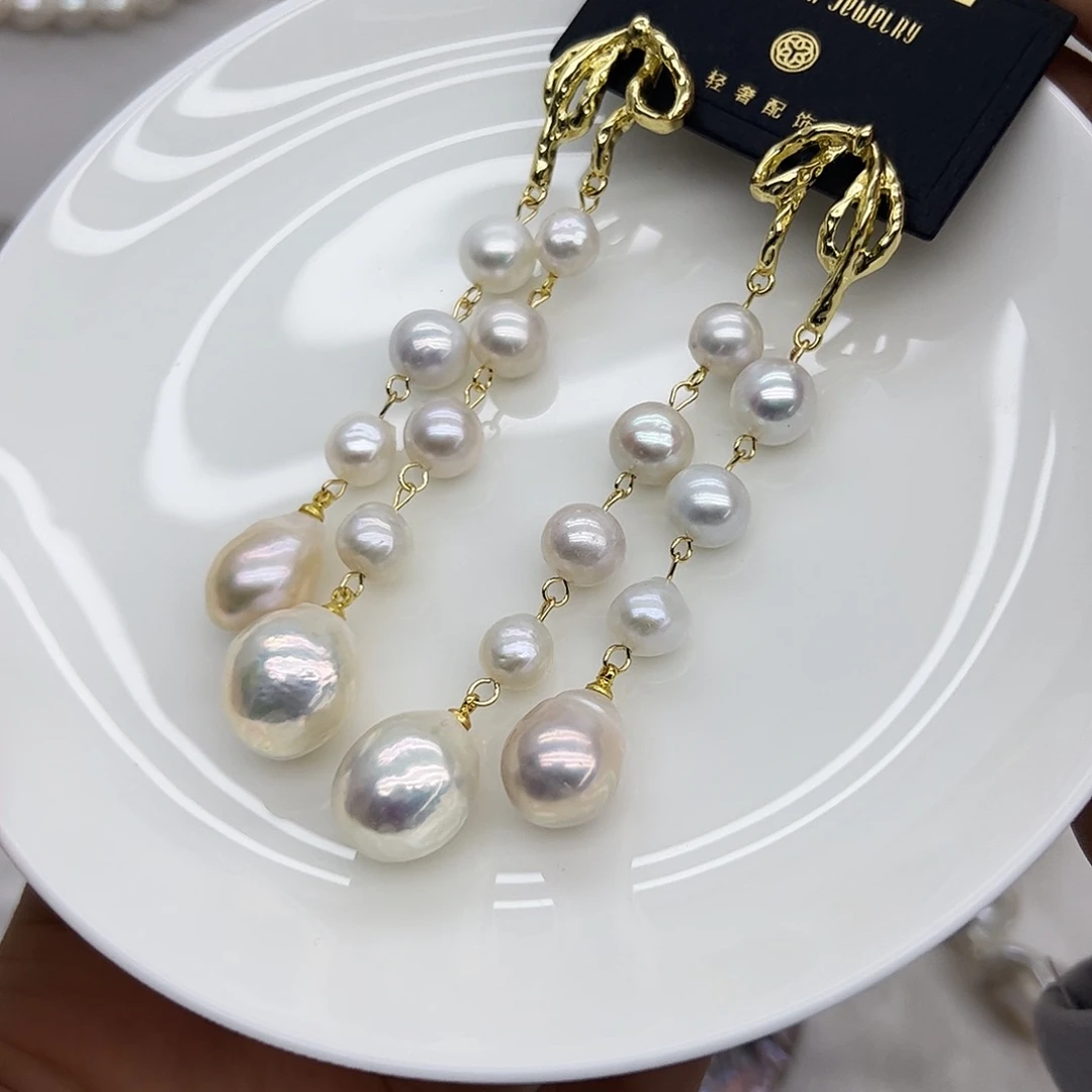 淡水珍珠耳饰银S925镶嵌