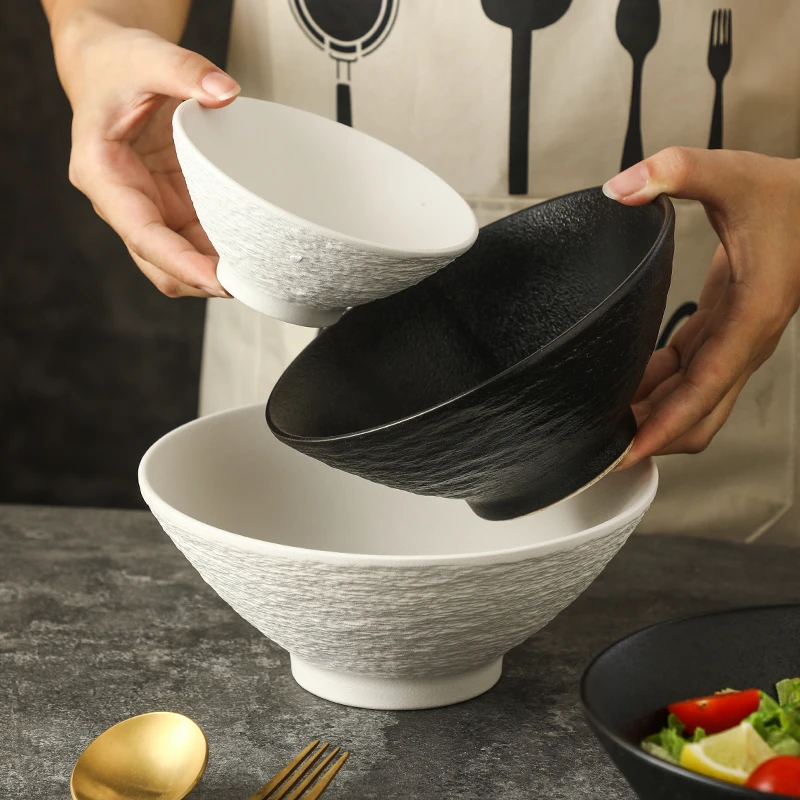 日式陶瓷面碗斗笠面碗家用高颜值大汤面碗商用拉面碗吃面碗沙拉碗