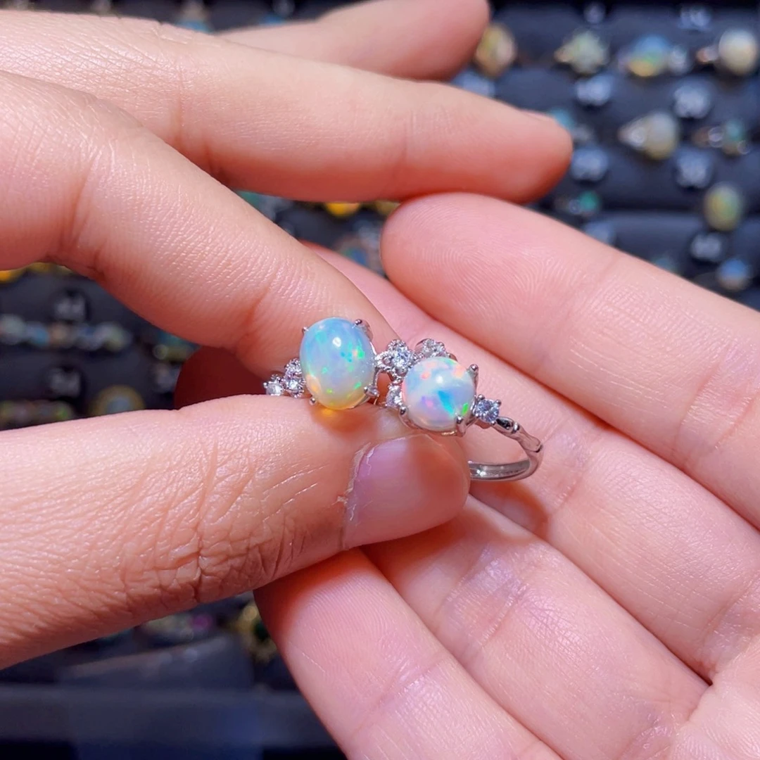 欧泊戒指）银S925镶嵌傻*好