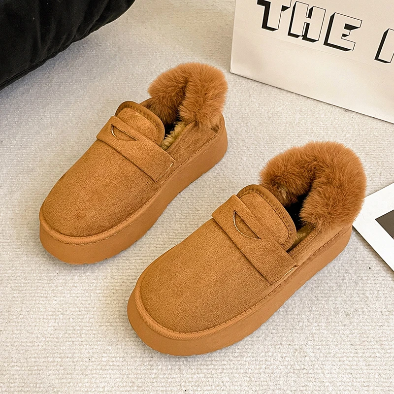 网红雪地靴女冬2025新款短筒加绒加厚棉鞋厚底面包鞋防滑保暖