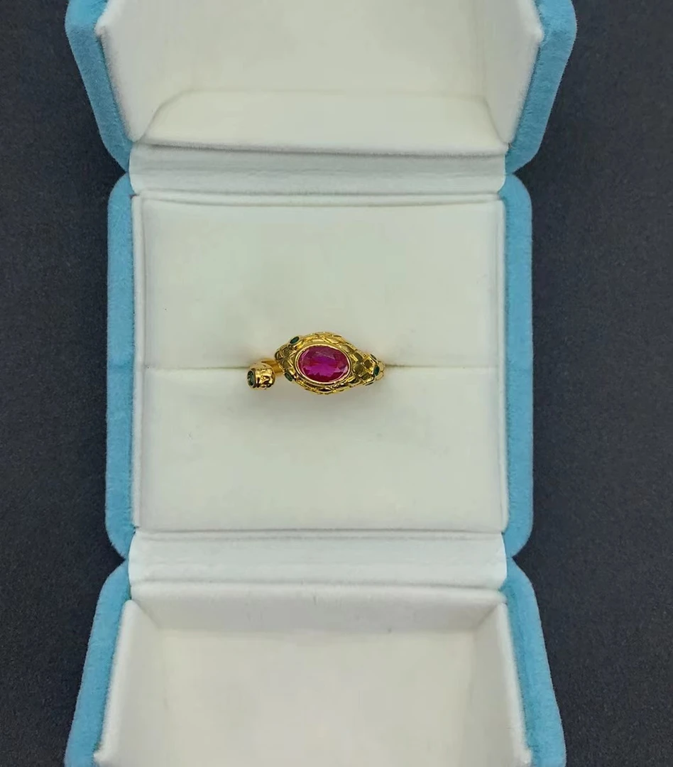 瑞福珠宝 手工镶嵌 百搭款蛇骨戒指 W463