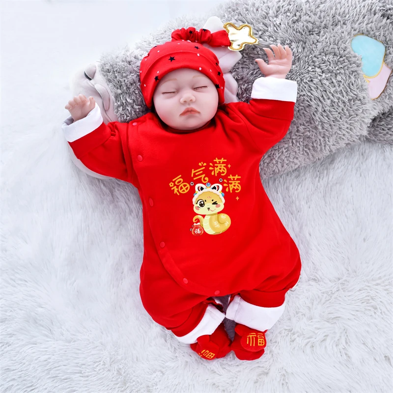 蛇年满月婴儿衣服宝宝百天夹棉喜庆冬季新生儿公主女男孩春秋纯棉