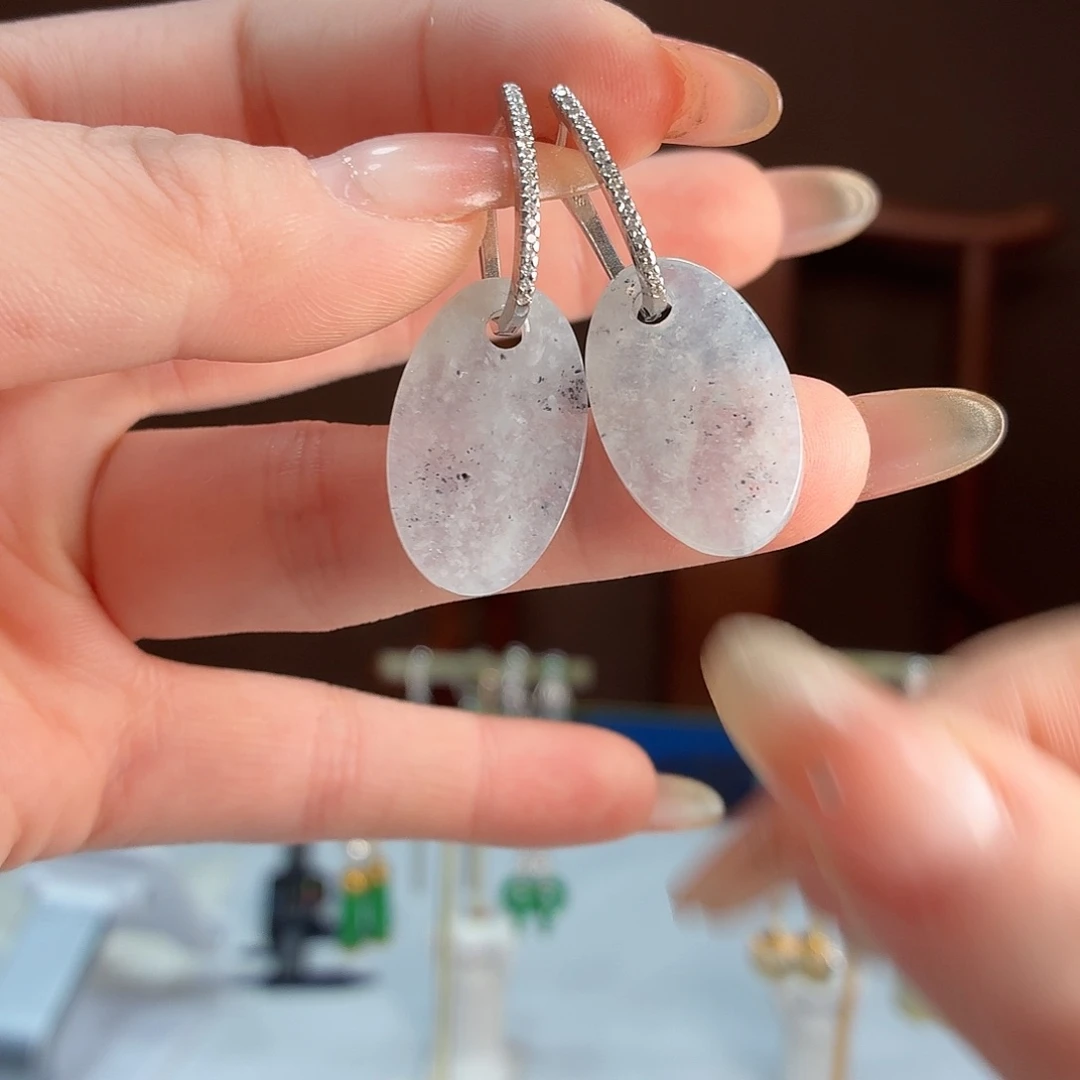 翡翠银S925镶嵌耳饰