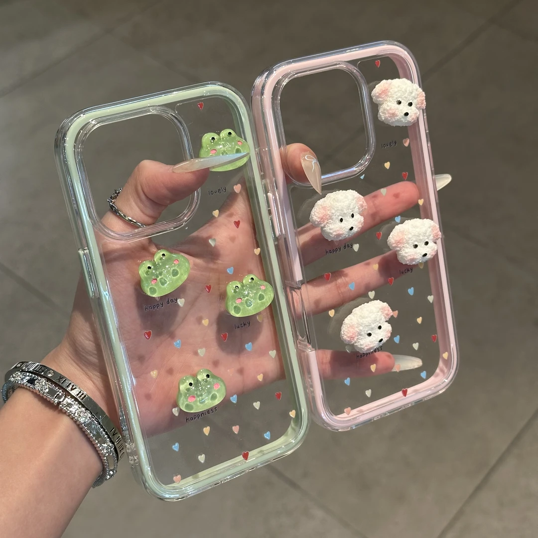欧克里里可爱立体青蛙小狗适用苹果16/15手机壳华为vivo小米oppo