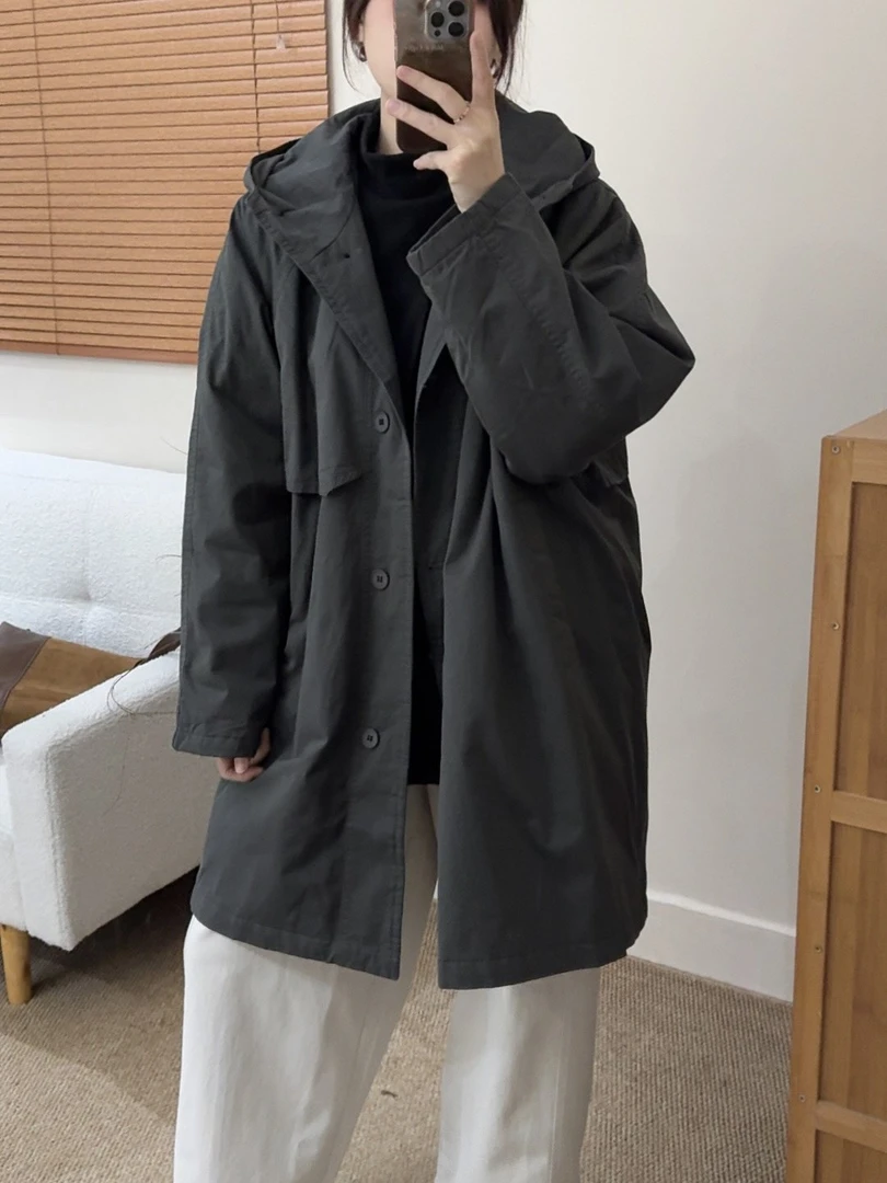 秋冬连帽棉衣外套女高级感新款复古气质宽松时尚百搭休闲上衣棉服