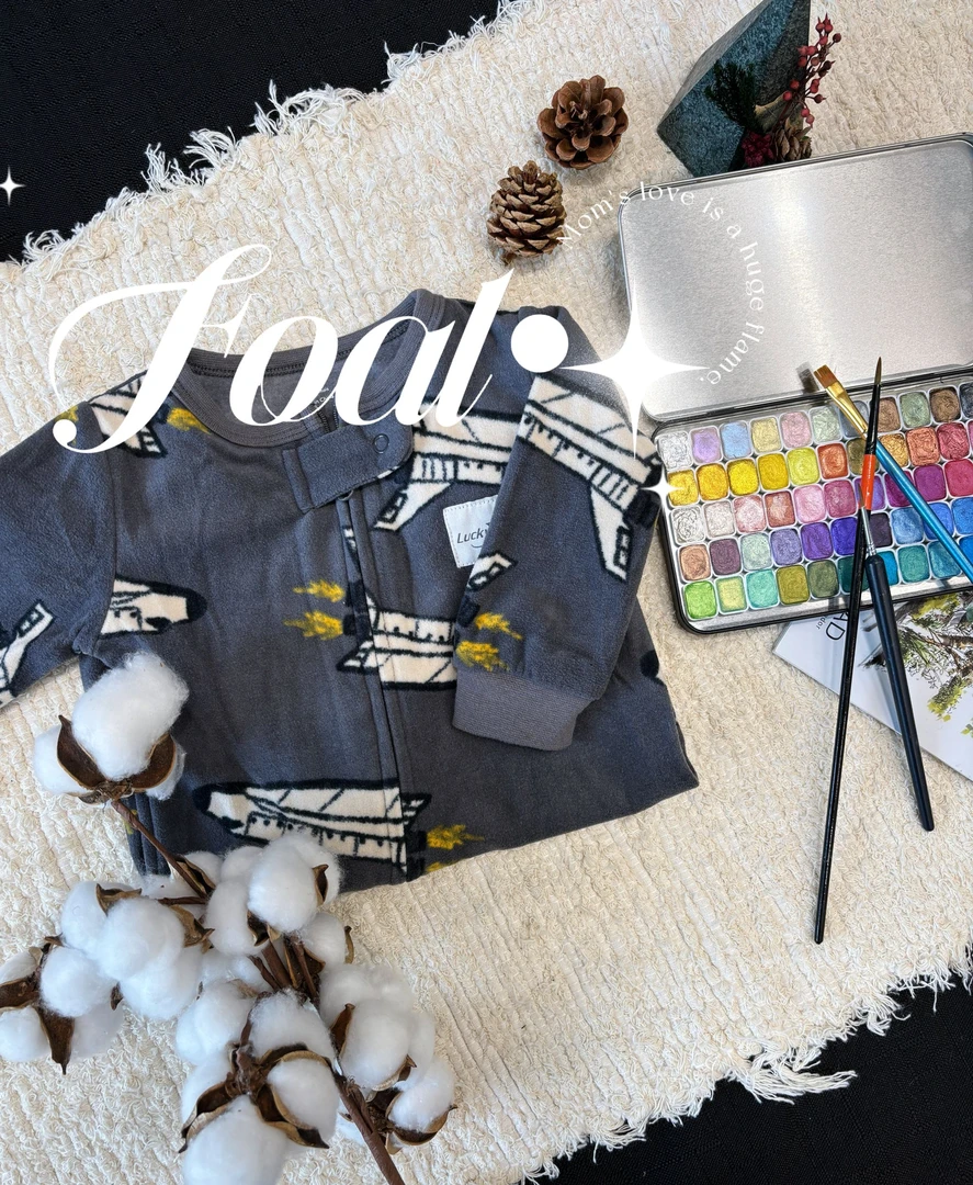 Foal【冬日暖暖】欧美风宝宝秋冬摇粒绒套头连体衣耐脏柔软保暖爬服