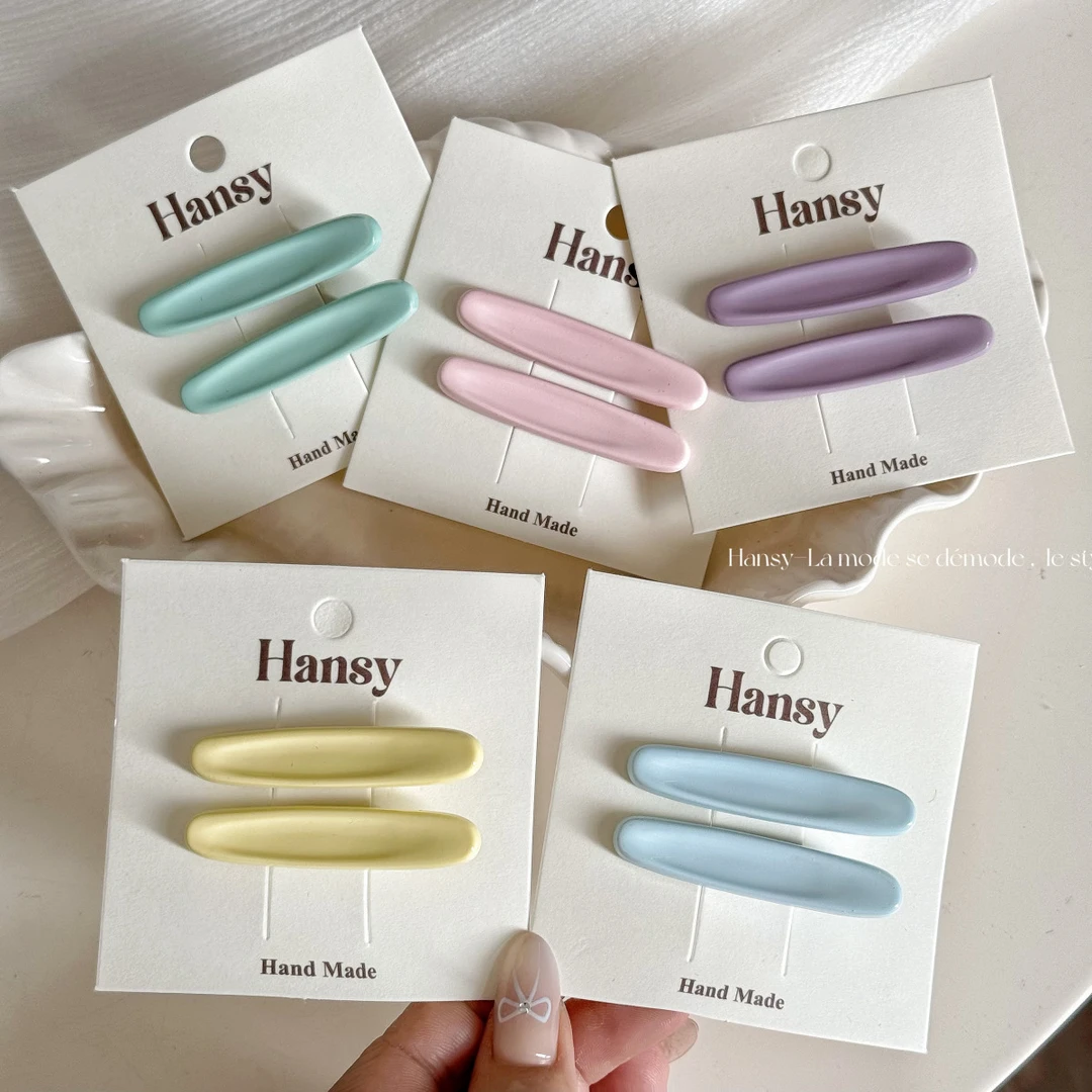 少女甜美金属发夹套装椭圆刘海夹马卡龙色碎发边夹一对装发饰新款