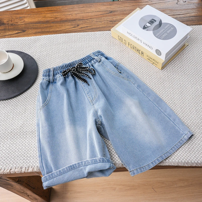 儿童夏新款纯色牛仔短裤重大童薄款五分裤那女童百搭凉感裤子潮