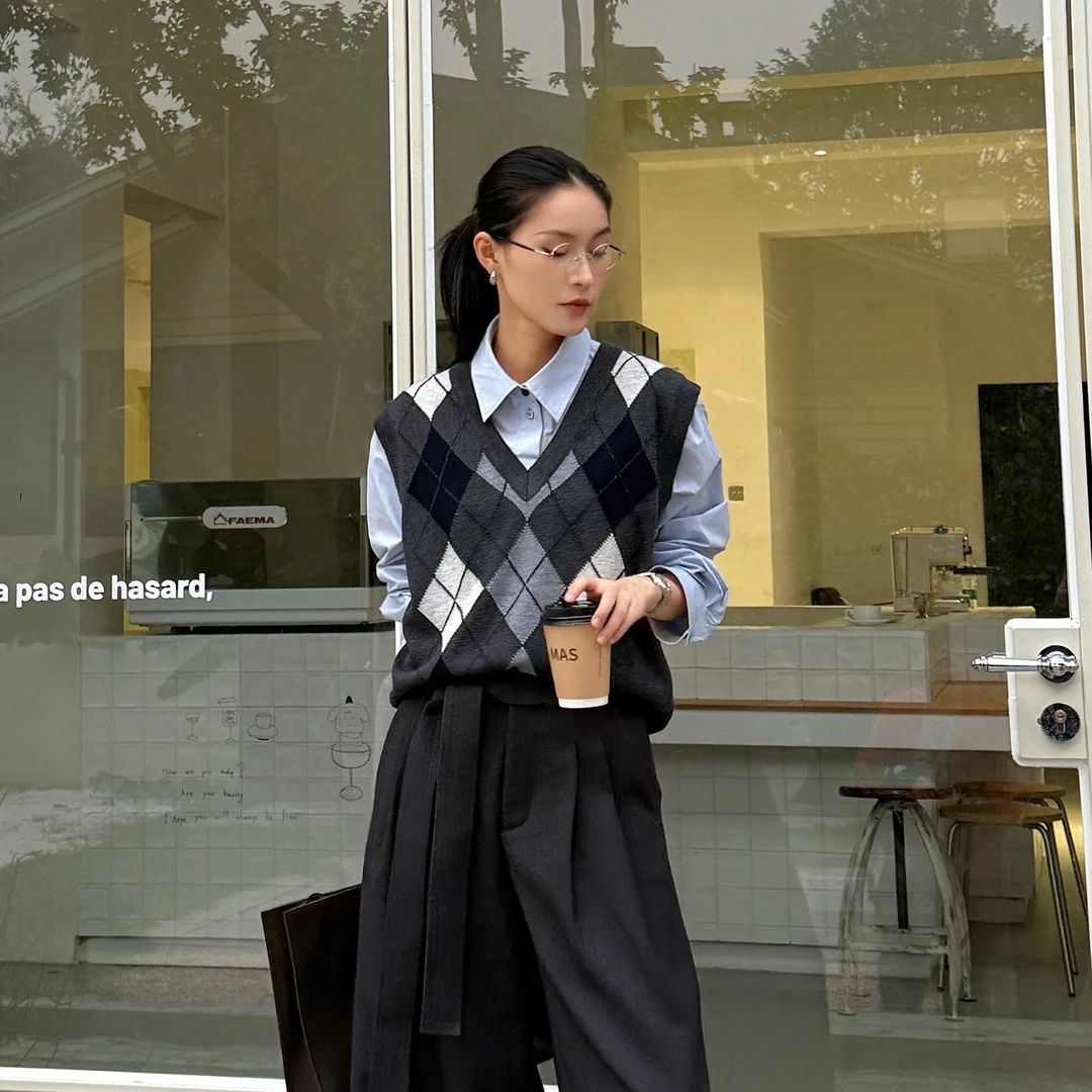 满目ManMu 【张琪专属】高级定制秋冬时尚百搭格子羊毛套装350761