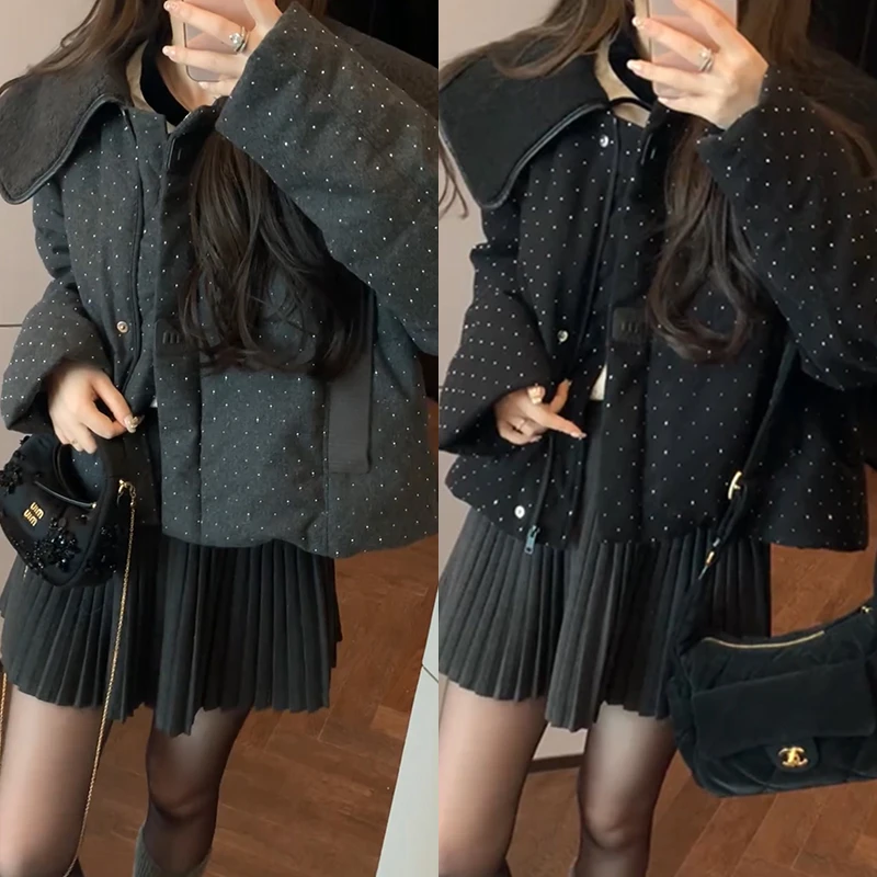 【mimius】&游鹿鹿 韩系欧尼大翻领镶钻外套 汉服F11352