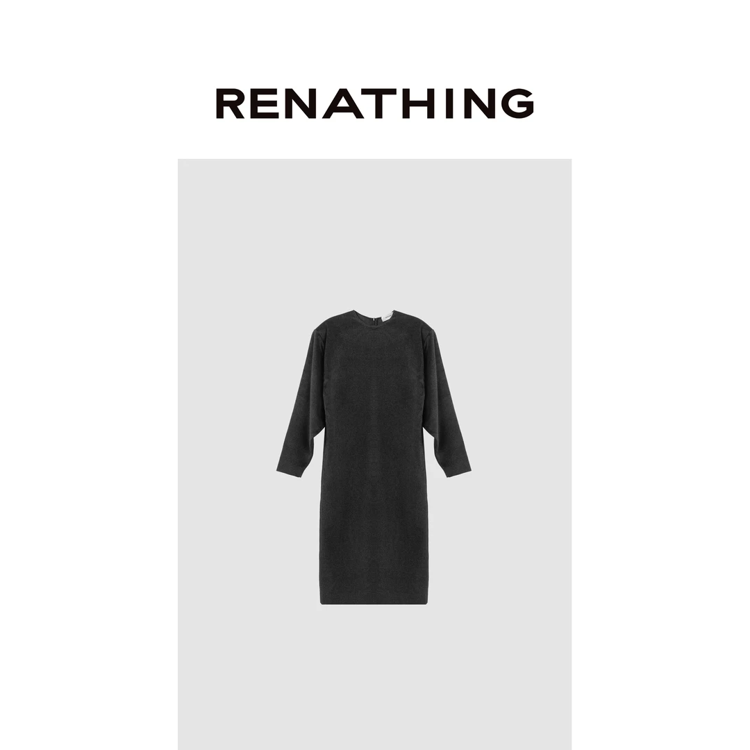 【RENATHING】绒感后拉链连衣裙