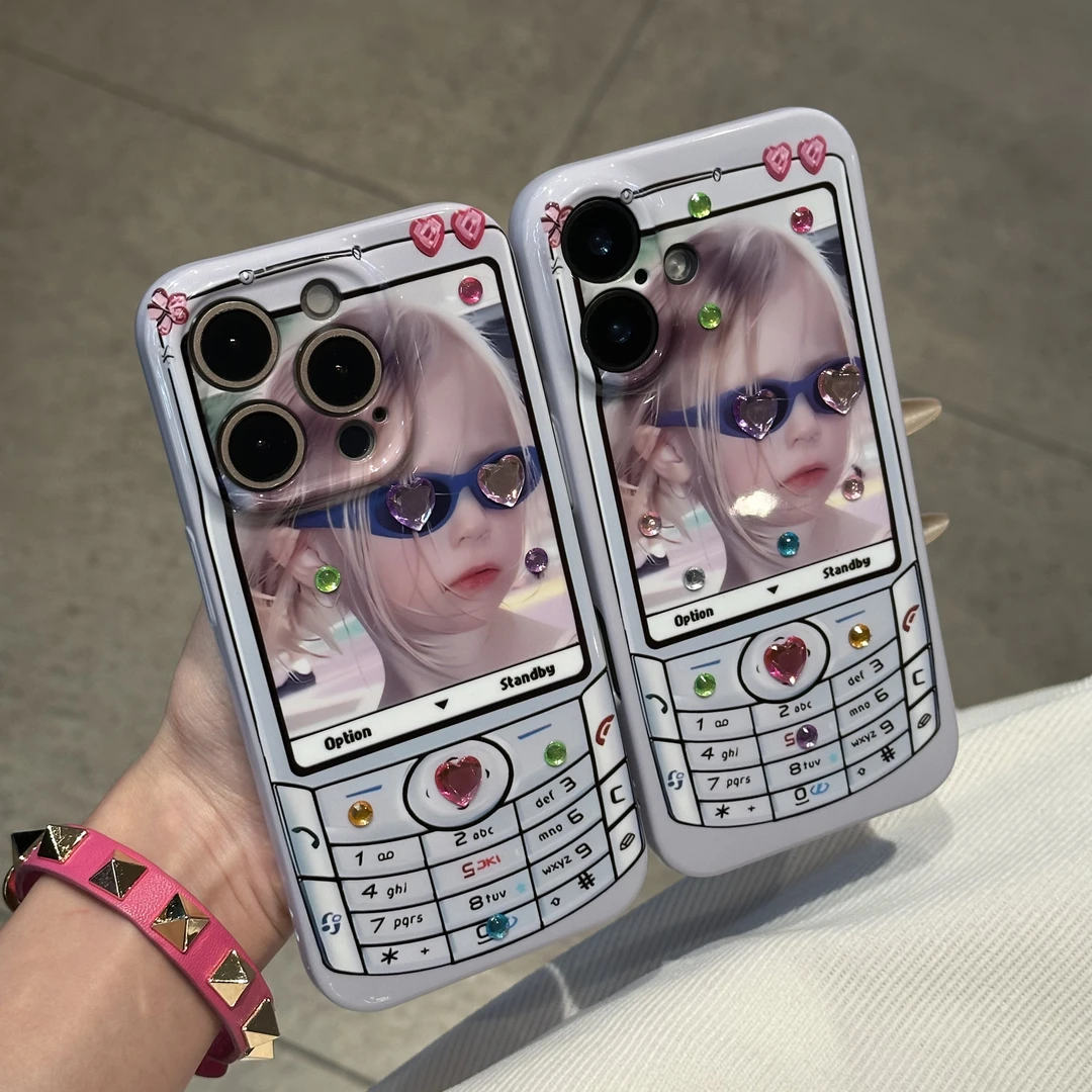 欧克里里y2k电话机贴钻贴纸苹果16promax手机壳华为oppo小米vivo