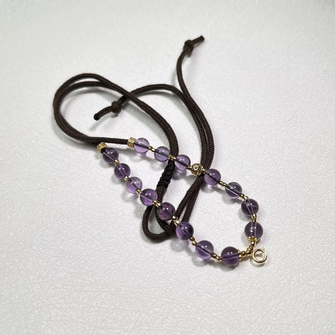 高净度薰衣草紫水晶手工编绳万能链 KT24120707