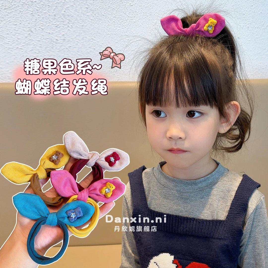 儿童可爱不伤发蝴蝶结发圈女童秋冬新款头绳发绳扎发皮筋发饰宝宝