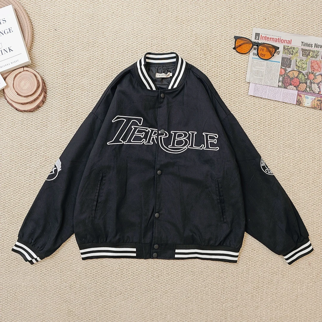 2025夏季新款休闲潮牌纯色字母刺绣棒球服长袖外套2169