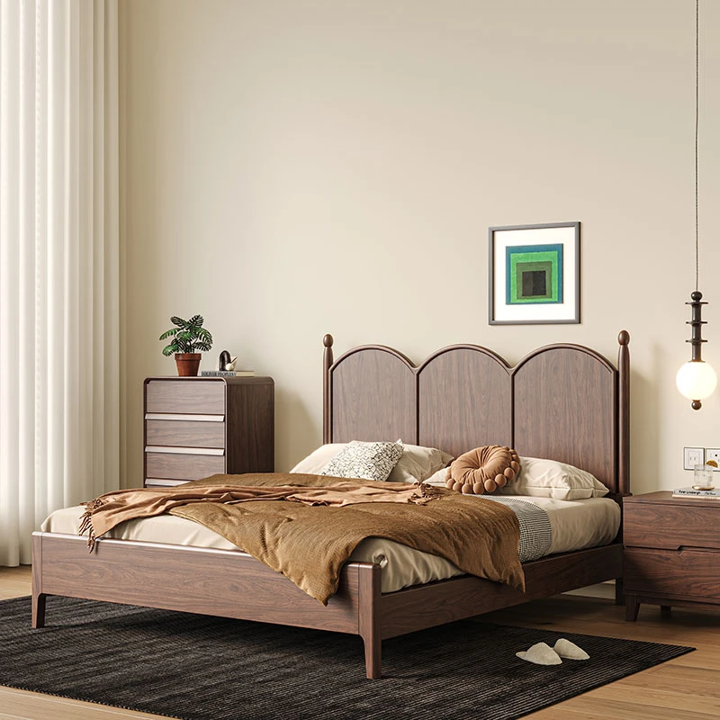 隐珏新中式实木中古床主卧双人床轻奢北欧家用简约办公舒适休息床