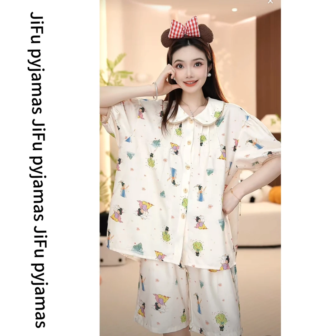 【唐娃娃】时尚高定欧若风轻奢夏季短袖短裤家居服睡衣女套装