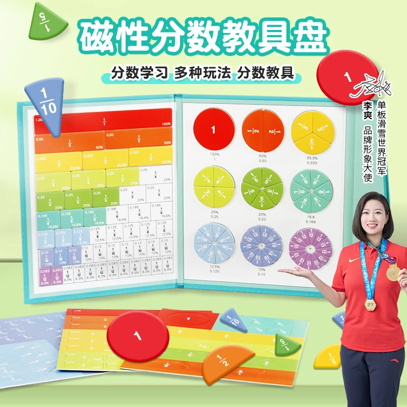 磁性分数盘教具磁吸演示器小学三年级数学分子分母认知减法运算