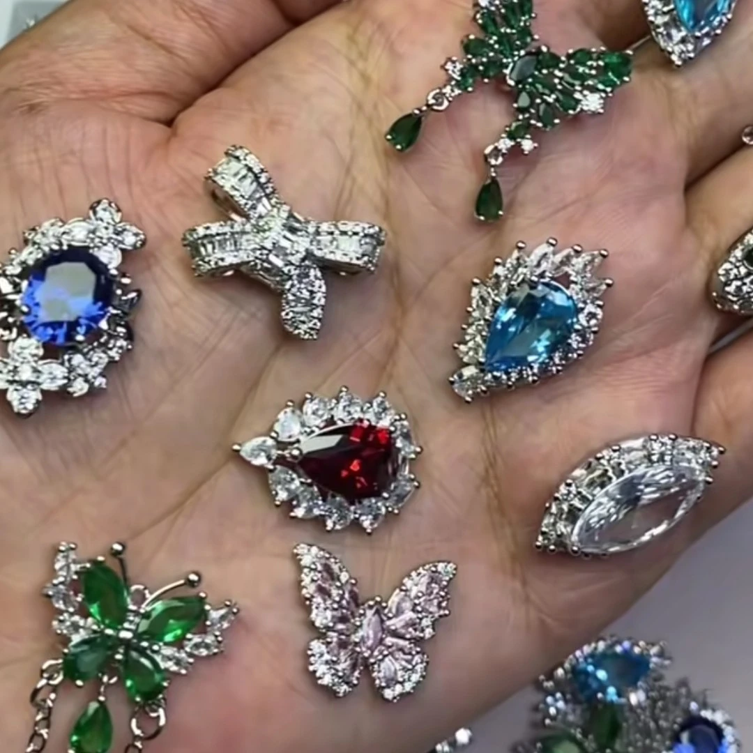 美甲锆石铜镶锆保色奢华满钻指甲装饰